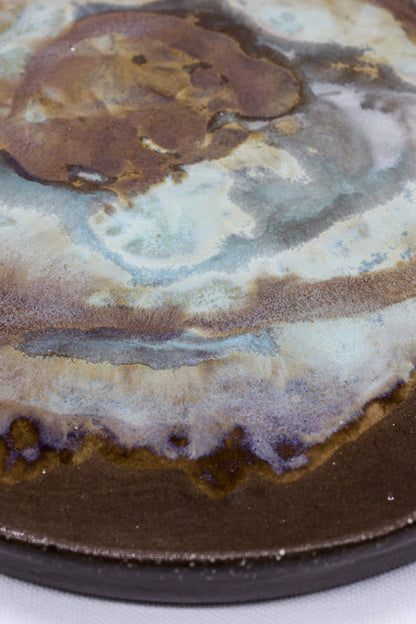 23 cm Tidepool Smoked Grey Large Stoneware Handmade Ceramic Dinner Plate