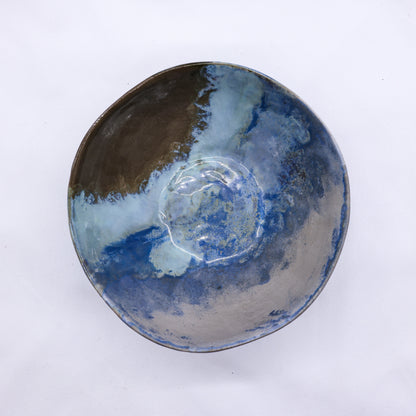 Large Stone Reef Blue Handmade Ceramic Stoneware Dinner Bowl