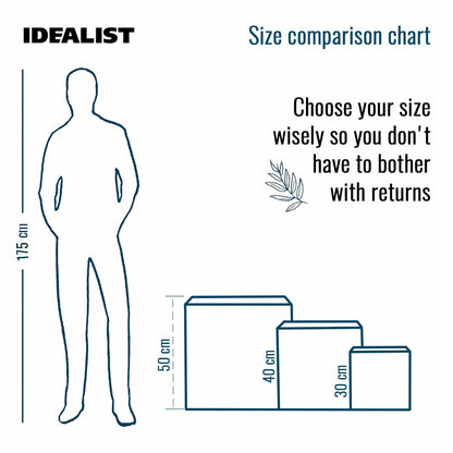 IDEALIST Lite Contemporary Flower Box Square Garden Planter, Light Concrete Outdoor Large Plant Pot H40 L40 W40 cm, 65L