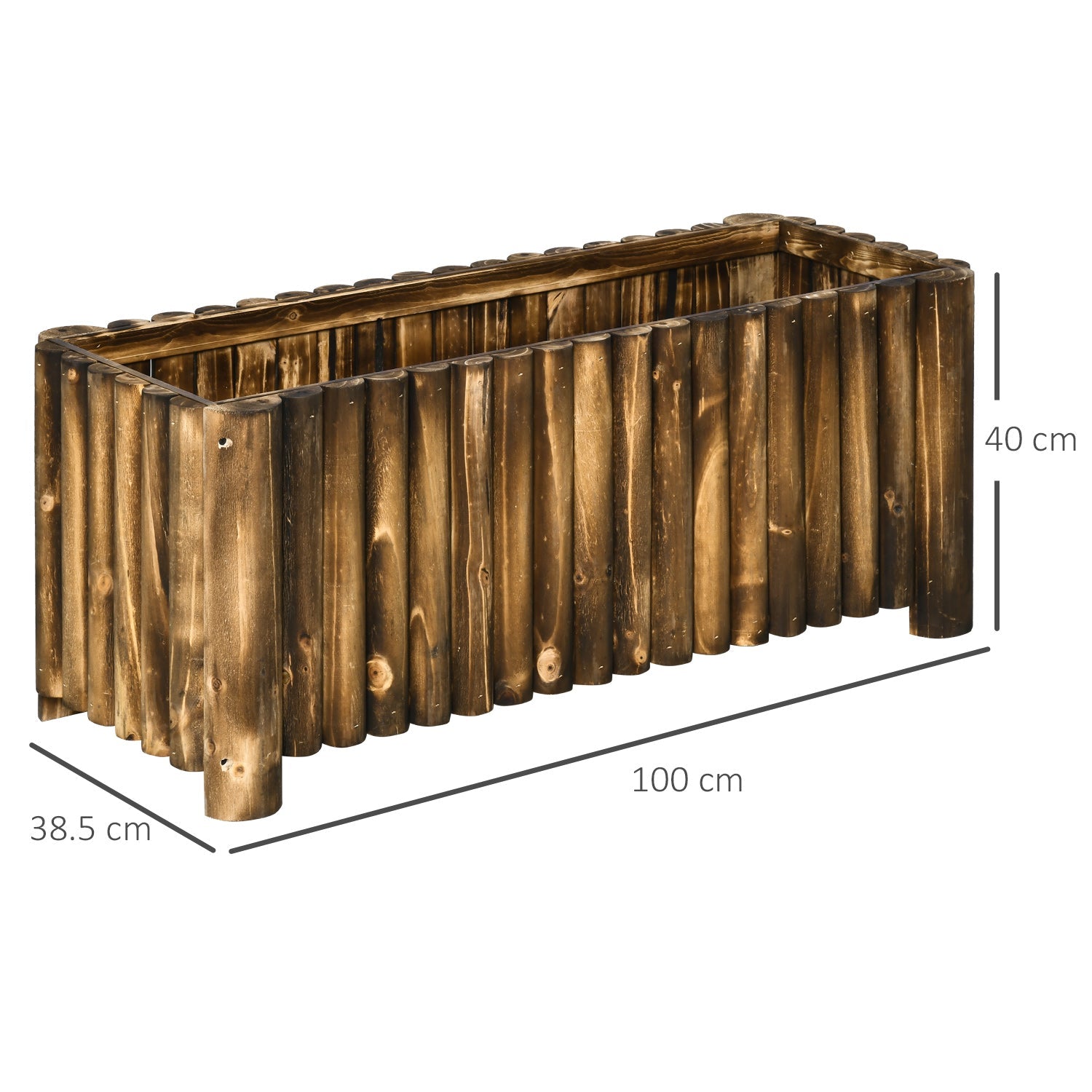 Raised Flower Bed Wooden Rectangualr Planter Container Box Wood 4 Feet-2