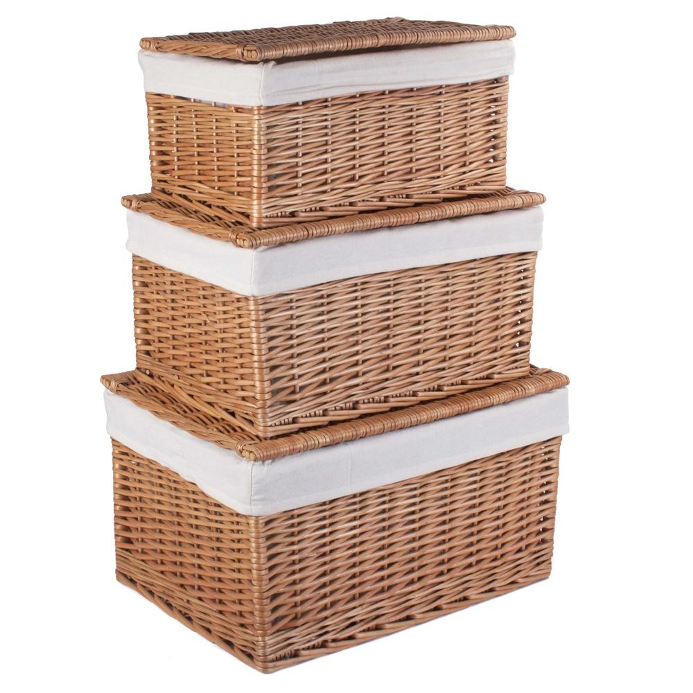 Light Steamed Cotton Lined Wicker Storage Basket-0