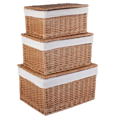 Light Steamed Cotton Lined Wicker Storage Basket-0