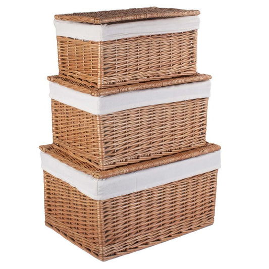 Light Steamed Cotton Lined Wicker Storage Basket-0