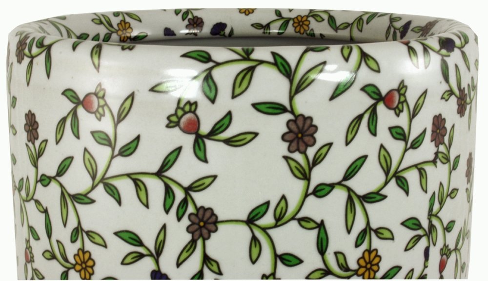 Umbrella Stand, Vintage Green & White Floral Design-1