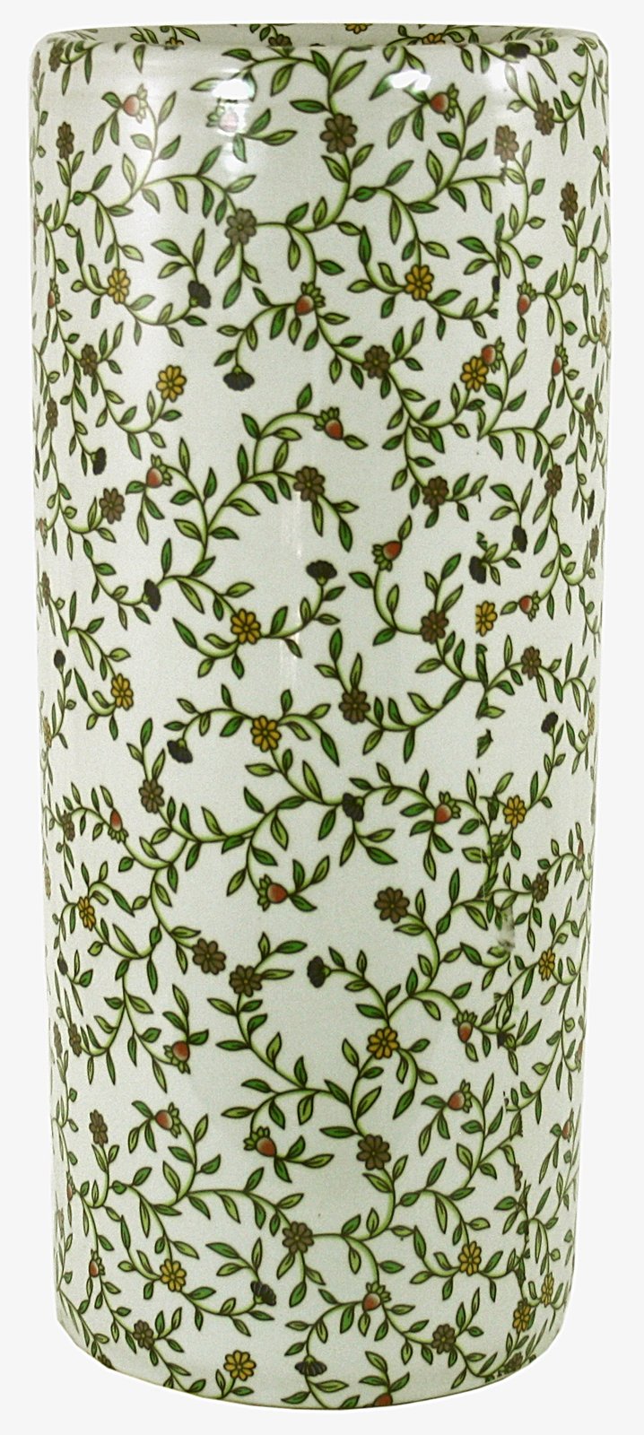Umbrella Stand, Vintage Green & White Floral Design-0