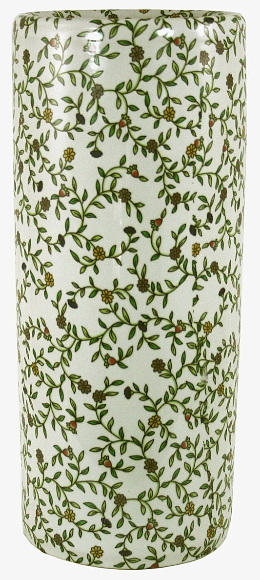 Umbrella Stand, Vintage Green & White Floral Design-0