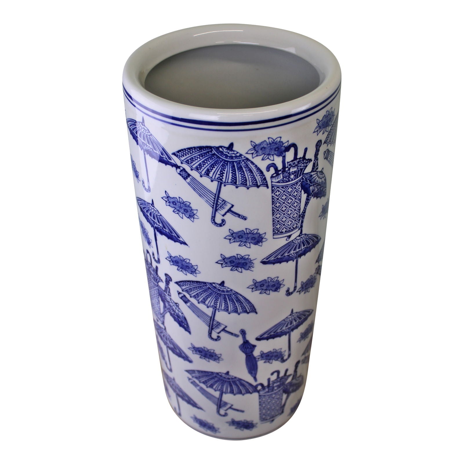 Umbrella Stand, Vintage Blue & White Umbrella Design-1