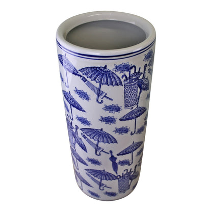 Umbrella Stand, Vintage Blue & White Umbrella Design-1