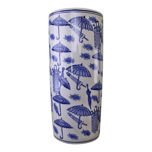 Umbrella Stand, Vintage Blue & White Umbrella Design-0