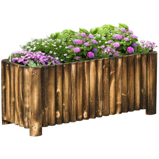 Raised Flower Bed Wooden Rectangualr Planter Container Box Wood 4 Feet-0