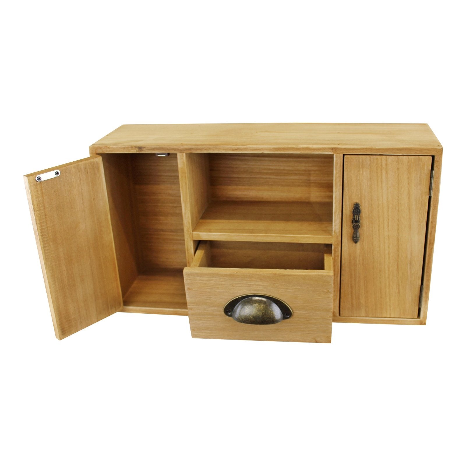 Small Wooden Cabinet with Cupboards, Drawer and Shelf-4