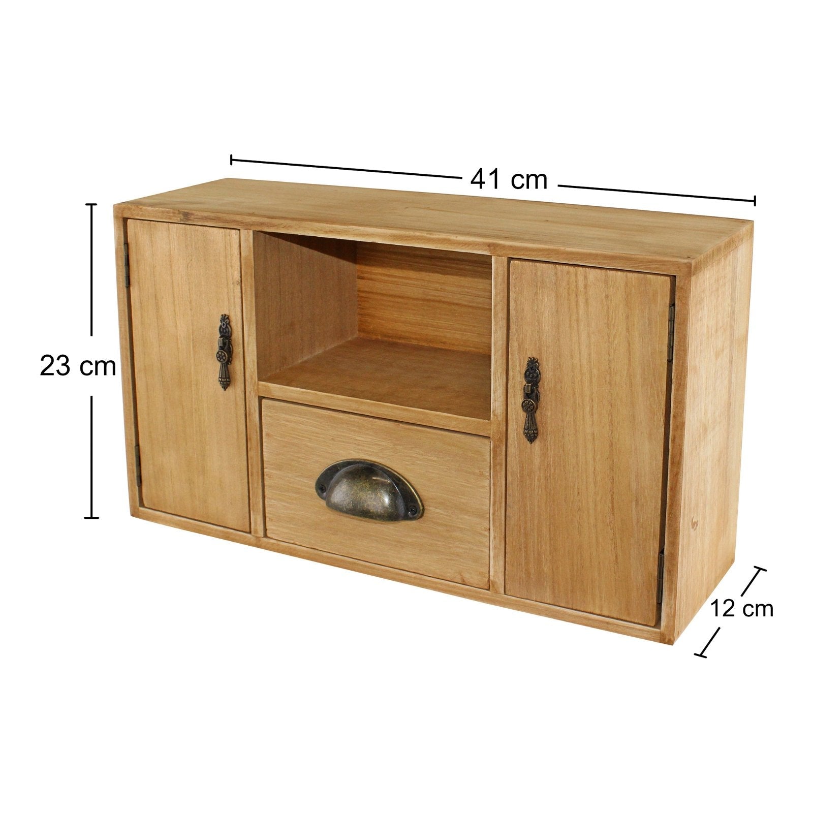 Small Wooden Cabinet with Cupboards, Drawer and Shelf-2