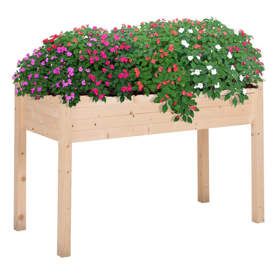Garden Wooden Planters， Non-Woven Fabric, Rectangular Raised Bed,Fir Wood，Indoor/Outdoor, 122.5Lx56.5Wx76H cm-0