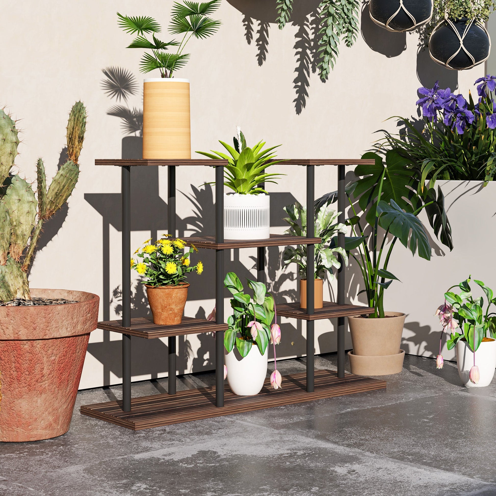 Four-Tier Wooden Shelf Plant Stand-1