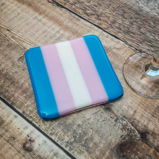 10cm Transgender Flag Coaster - Bullseye Collection