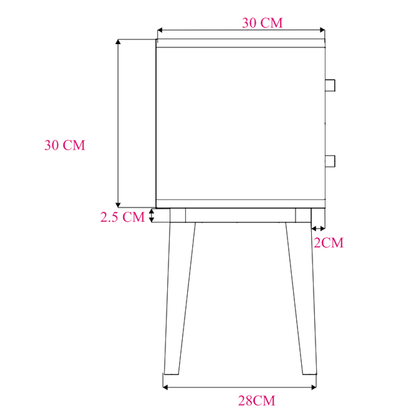 Minimalist Mango Wood Logan Narrow Bedside Table