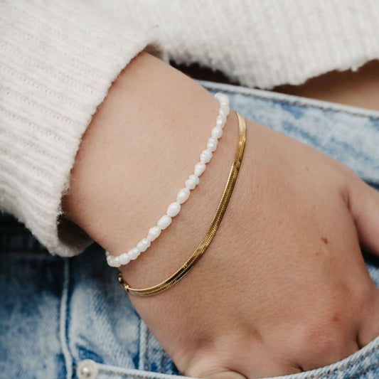 Pearl and Gold Bracelet Set
