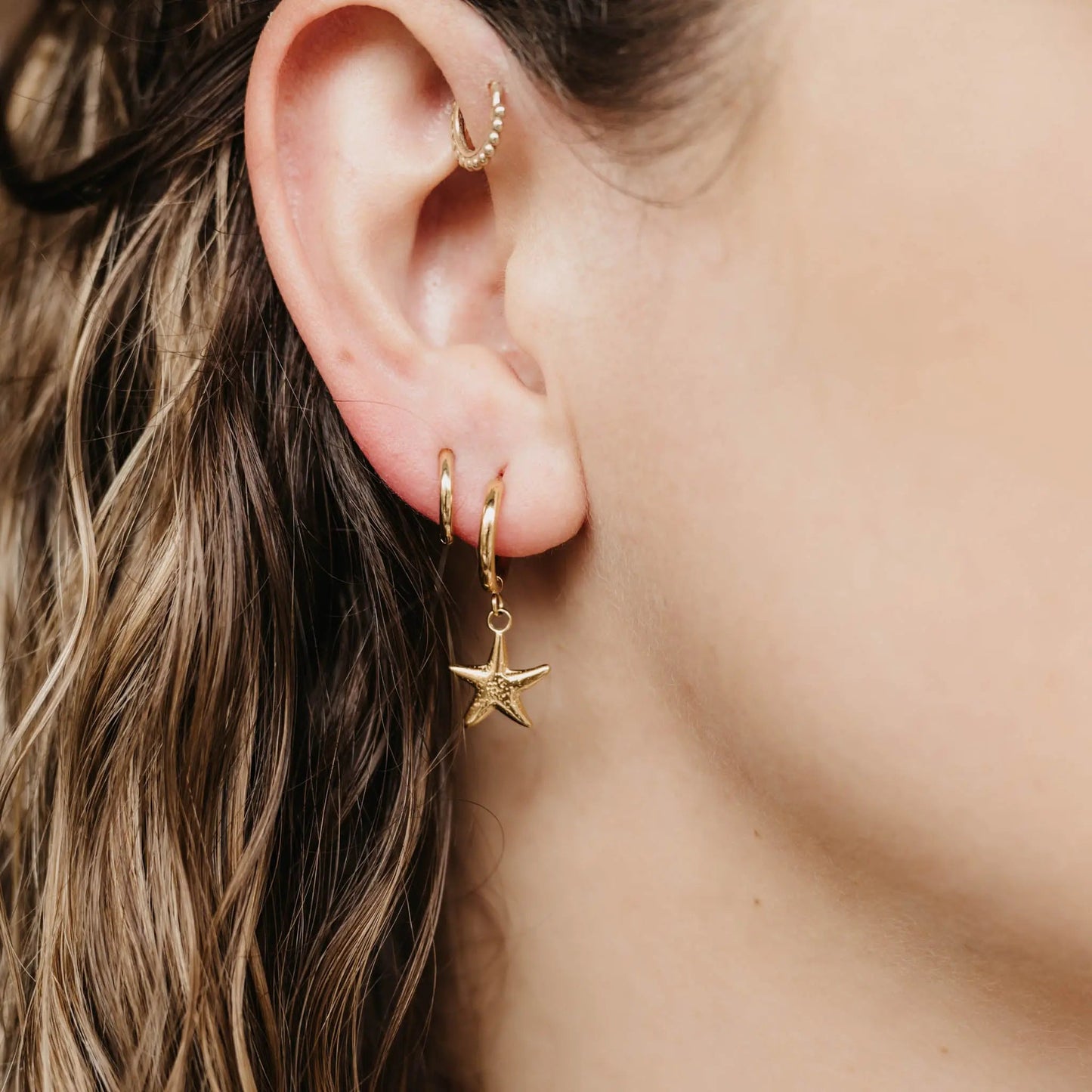 Golden Starfish Earring Set