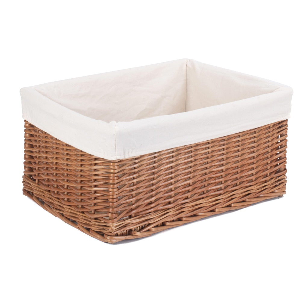 Cotton Lined Double Steamed Wicker Storage Basket-2
