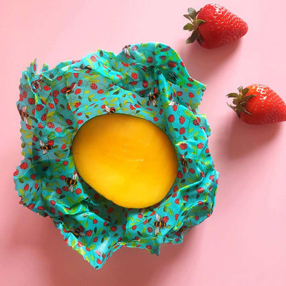 Set of 3 Handmade Beeswax Wraps | Bees & Cherries