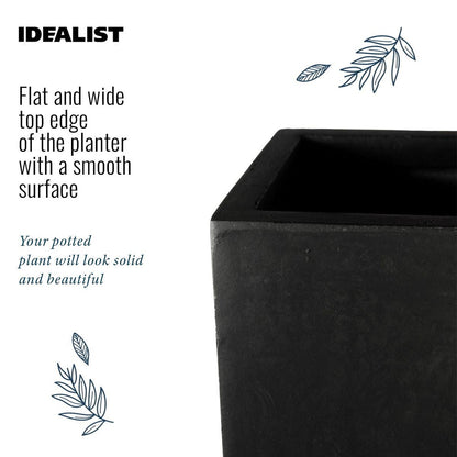 IDEALIST Lite Contemporary Trough Garden Planter, Light Concrete Outdoor Plant Pot H30 L65 W19 cm, 37L