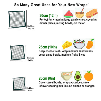 Set of 3 Handmade Beeswax Wraps | Owls