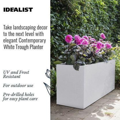 IDEALIST Lite Contemporary Trough Garden Planter, Light Concrete Outdoor Large Plant Pot H51.5 L100 W36 cm, 185L