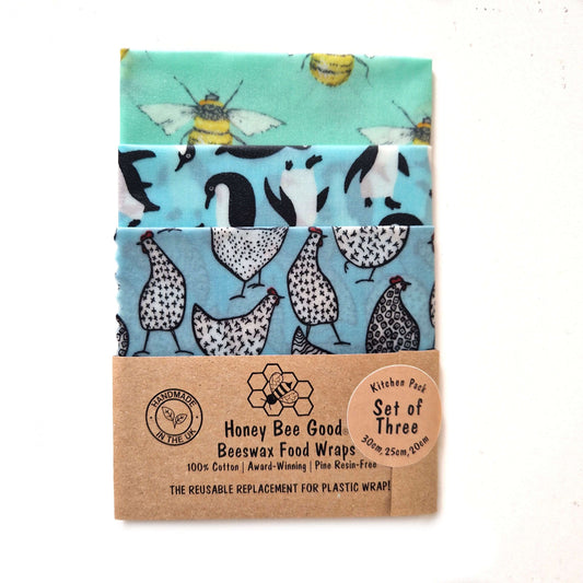 Set of 3 Handmade Beeswax Wraps | Wings