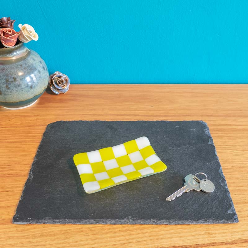 12x7cm Chequered White/Colour Small Tray - Bullseye Collection