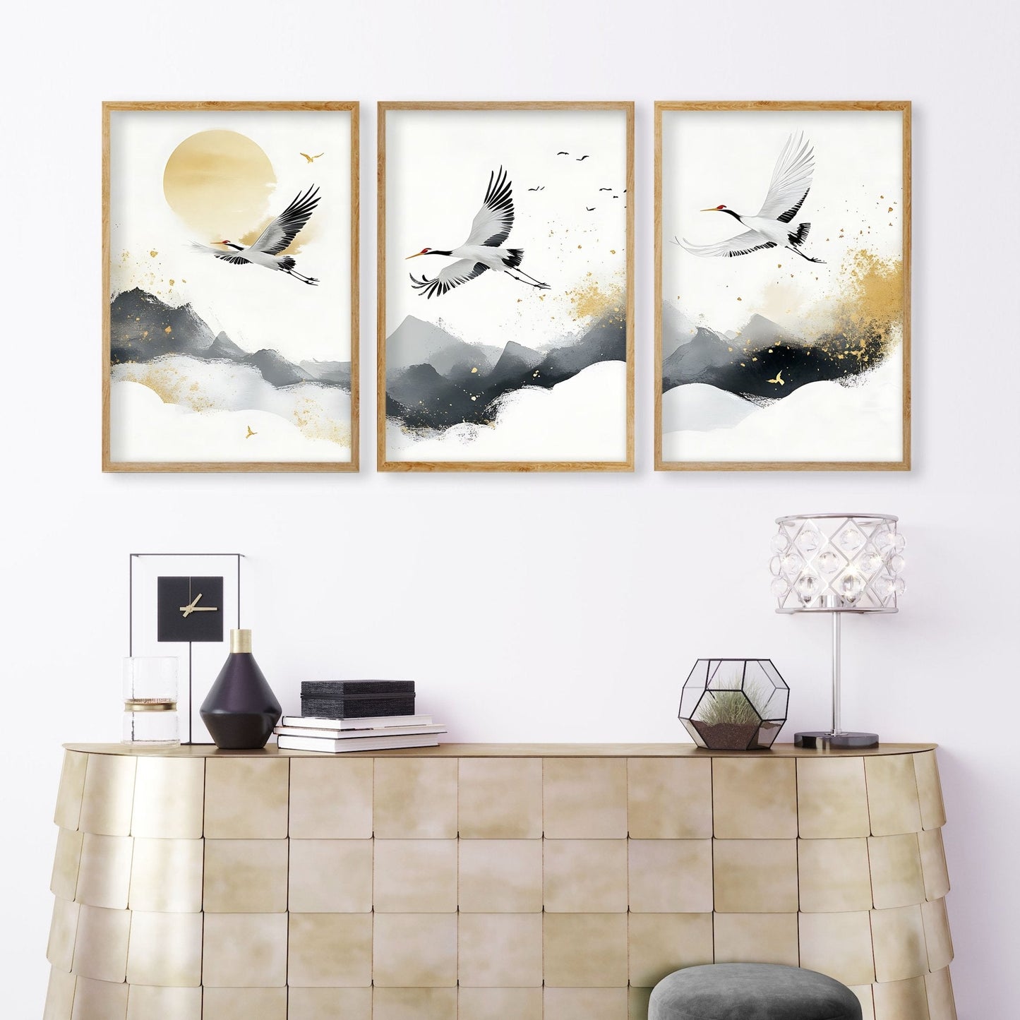 Art For Huge Wall | Set of 3 Asian Inspired Wall art Prints