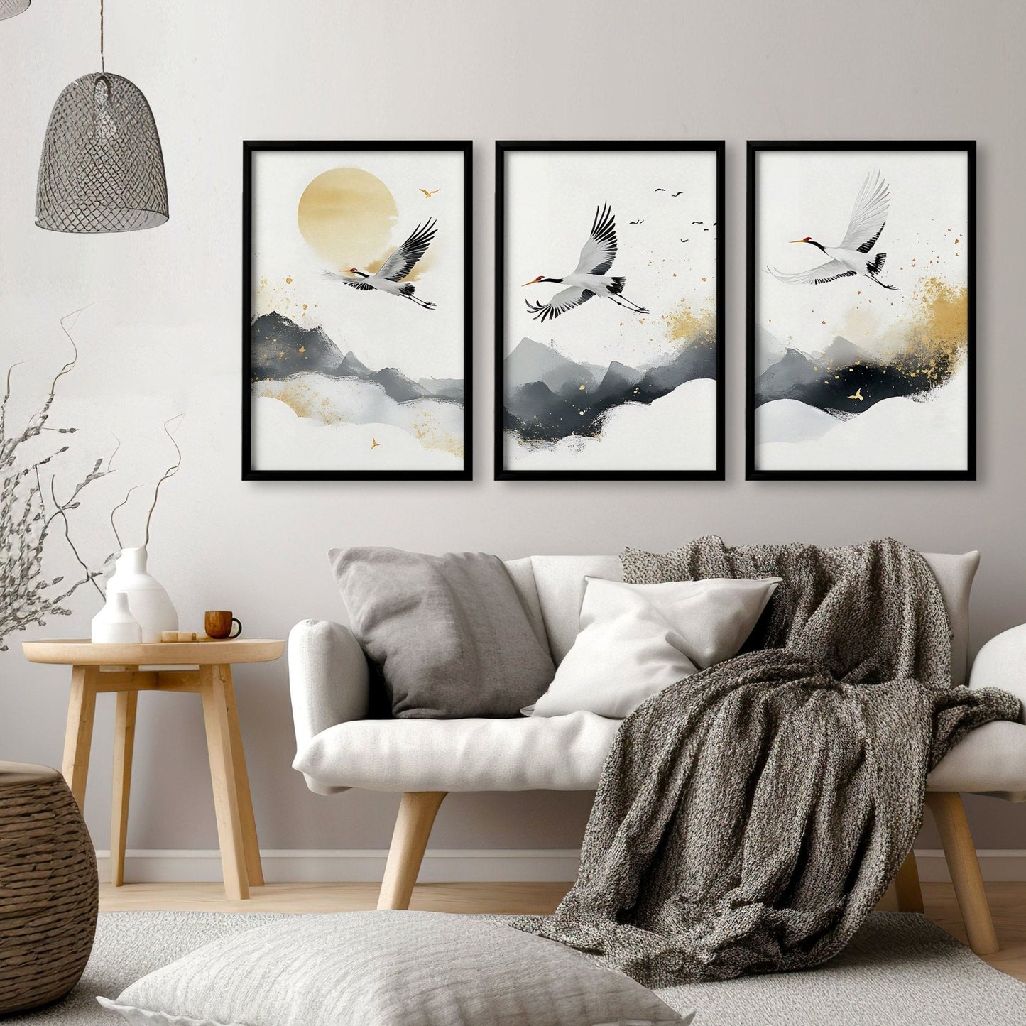 Art For Huge Wall | Set of 3 Asian Inspired Wall art Prints
