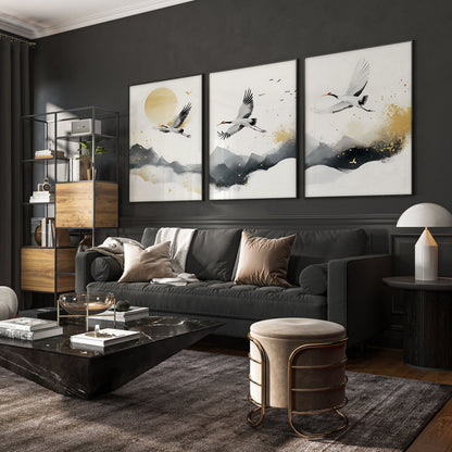 Art For Huge Wall | Set of 3 Asian Inspired Wall art Prints