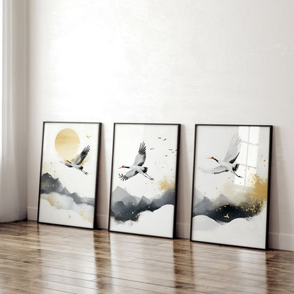 Art For Huge Wall | Set of 3 Asian Inspired Wall art Prints