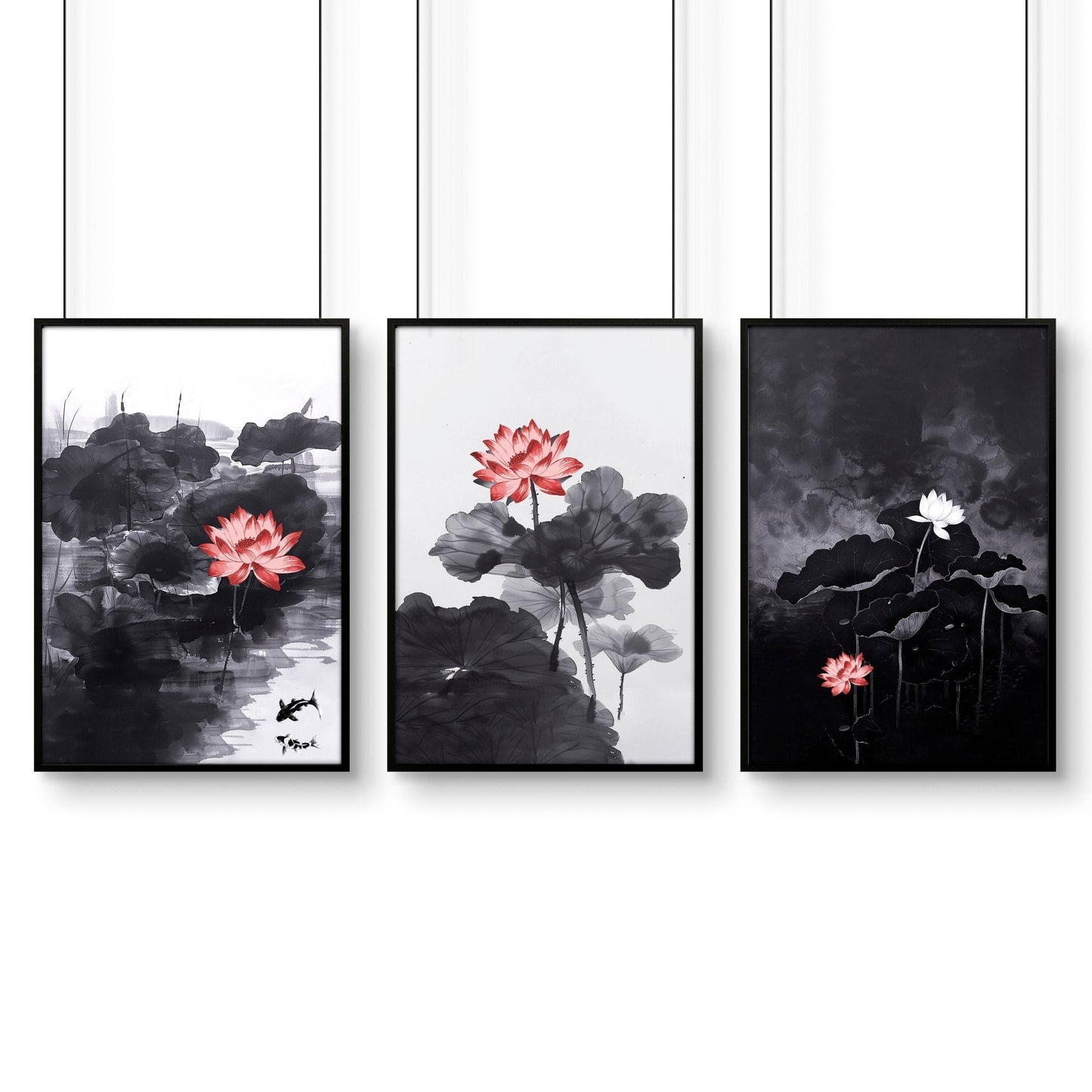 Art Modern Prints | Set of 3 Asian Inspired Wall art Prints