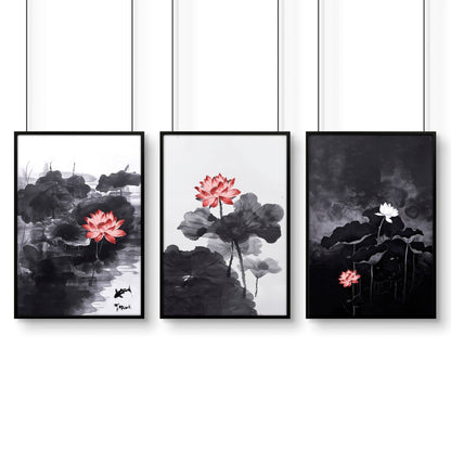Art Modern Prints | Set of 3 Asian Inspired Wall art Prints