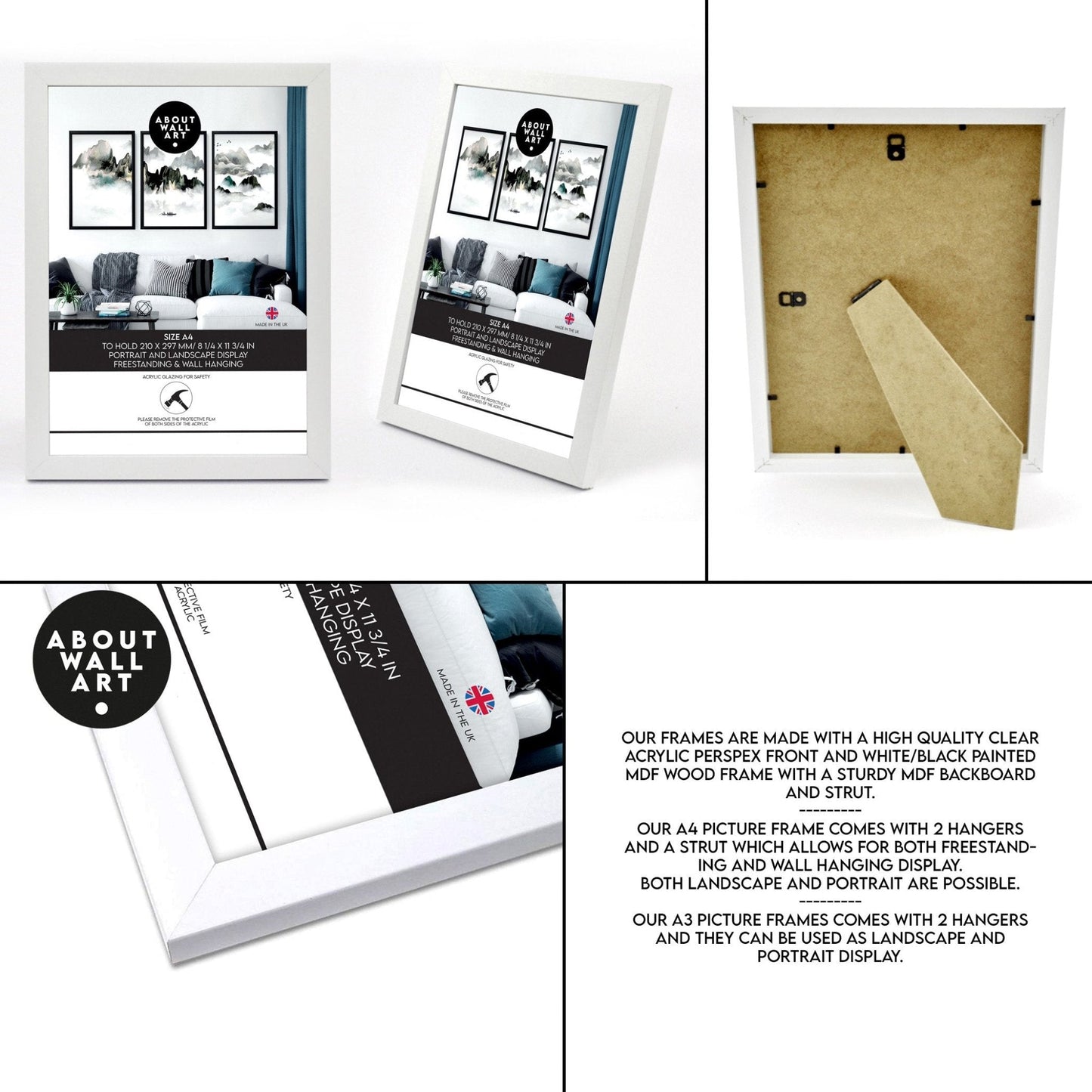 Art Print With Frame | Set of 3 Italian Lifestyle Wall art Prints