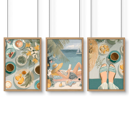 Art Print With Frame | Set of 3 Italian Lifestyle Wall art Prints