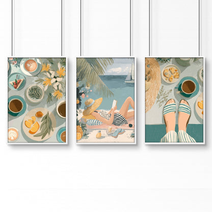 Art Print With Frame | Set of 3 Italian Lifestyle Wall art Prints