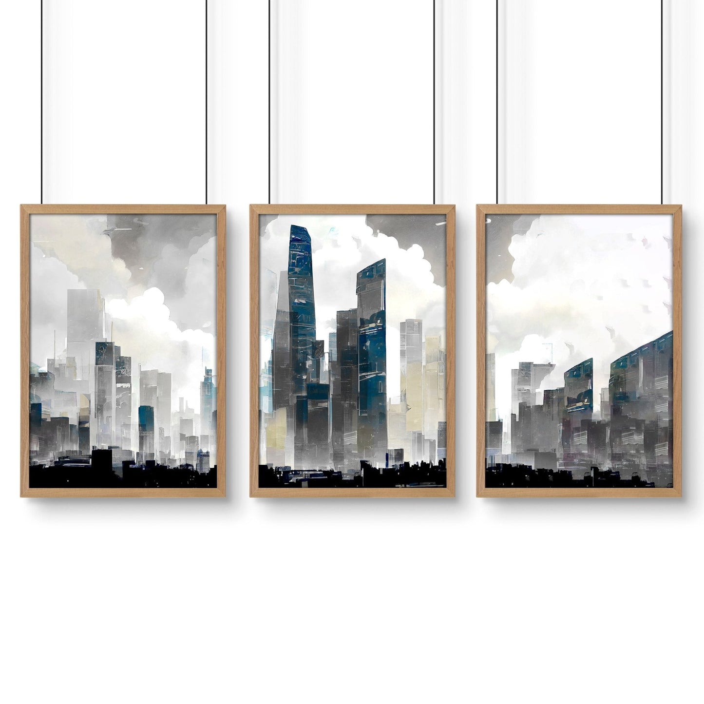 Art Prints Contemporary | Set of 3 Urban Skyscrapers Wall art Prints