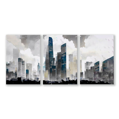 Art Prints Contemporary | Set of 3 Urban Skyscrapers Wall art Prints