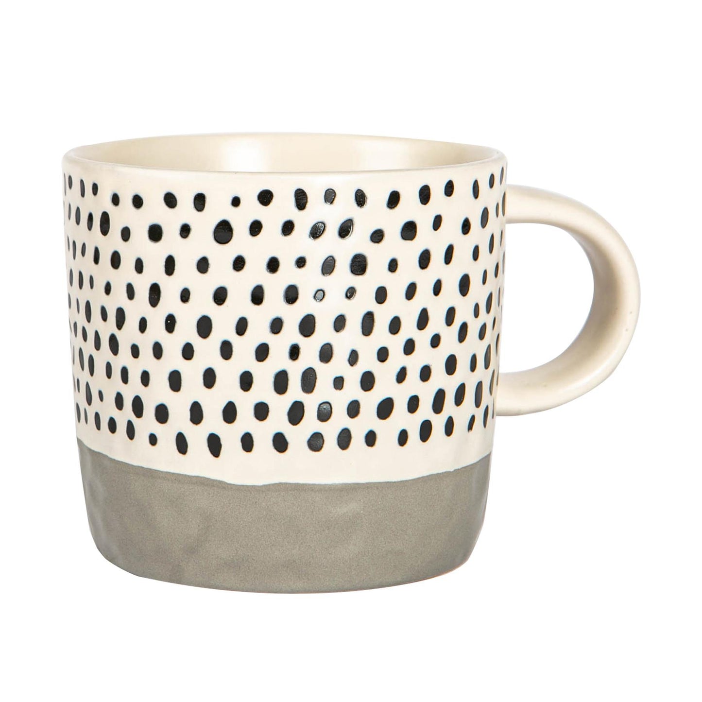 385ml Grey Colour Block Spot Portuguese Stoneware Coffee Mug