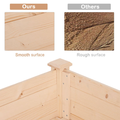 Garden Wooden Planters， Non-Woven Fabric, Rectangular Raised Bed,Fir Wood，Indoor/Outdoor, 122.5Lx56.5Wx76H cm-3