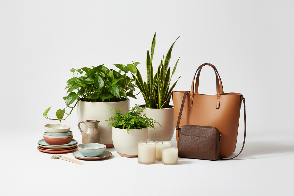 can you create an image using my products but with a white background like the current photo? do not include a bonsai tree