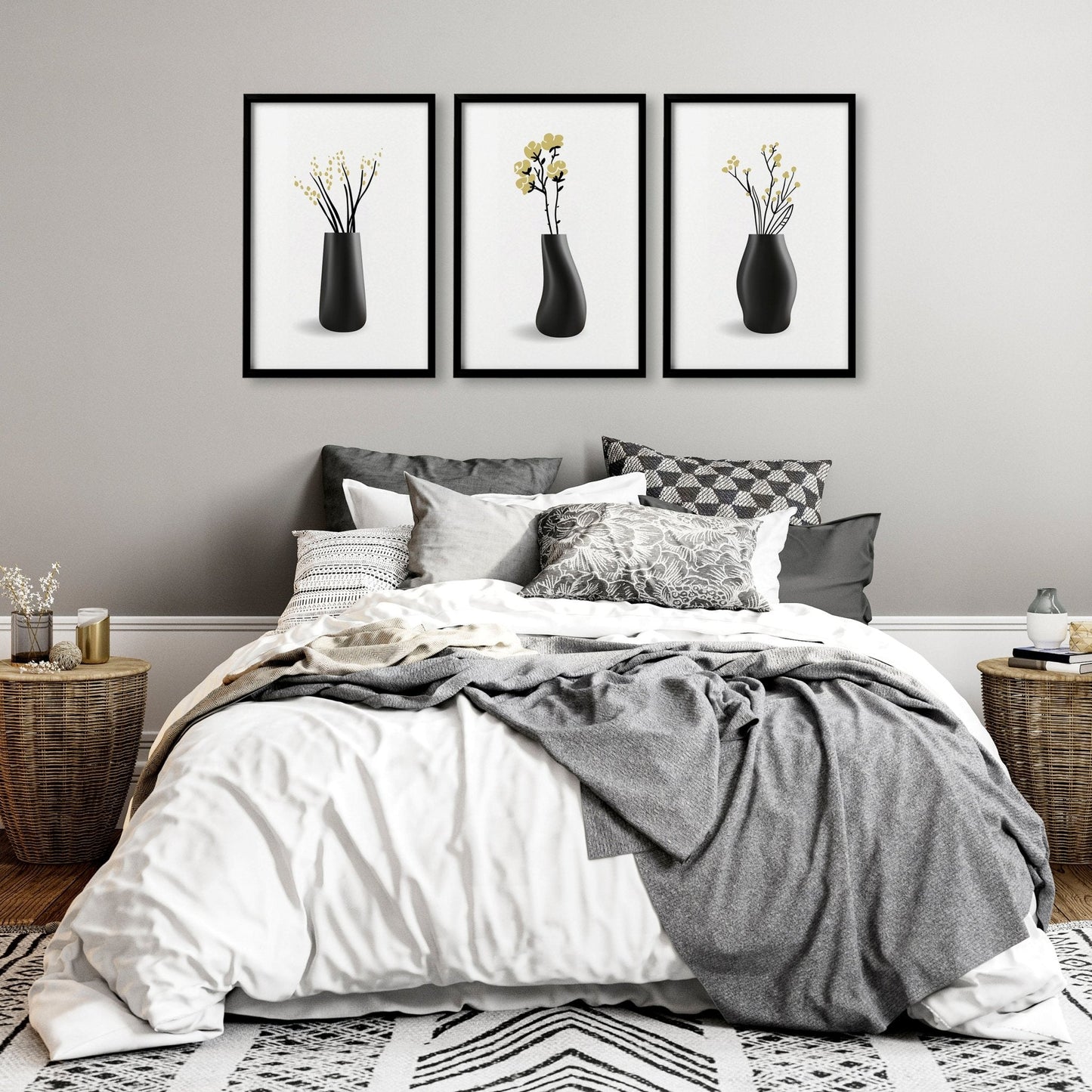 Canvas Framed Wall Art | Set of 3 Botanical Wall art Prints