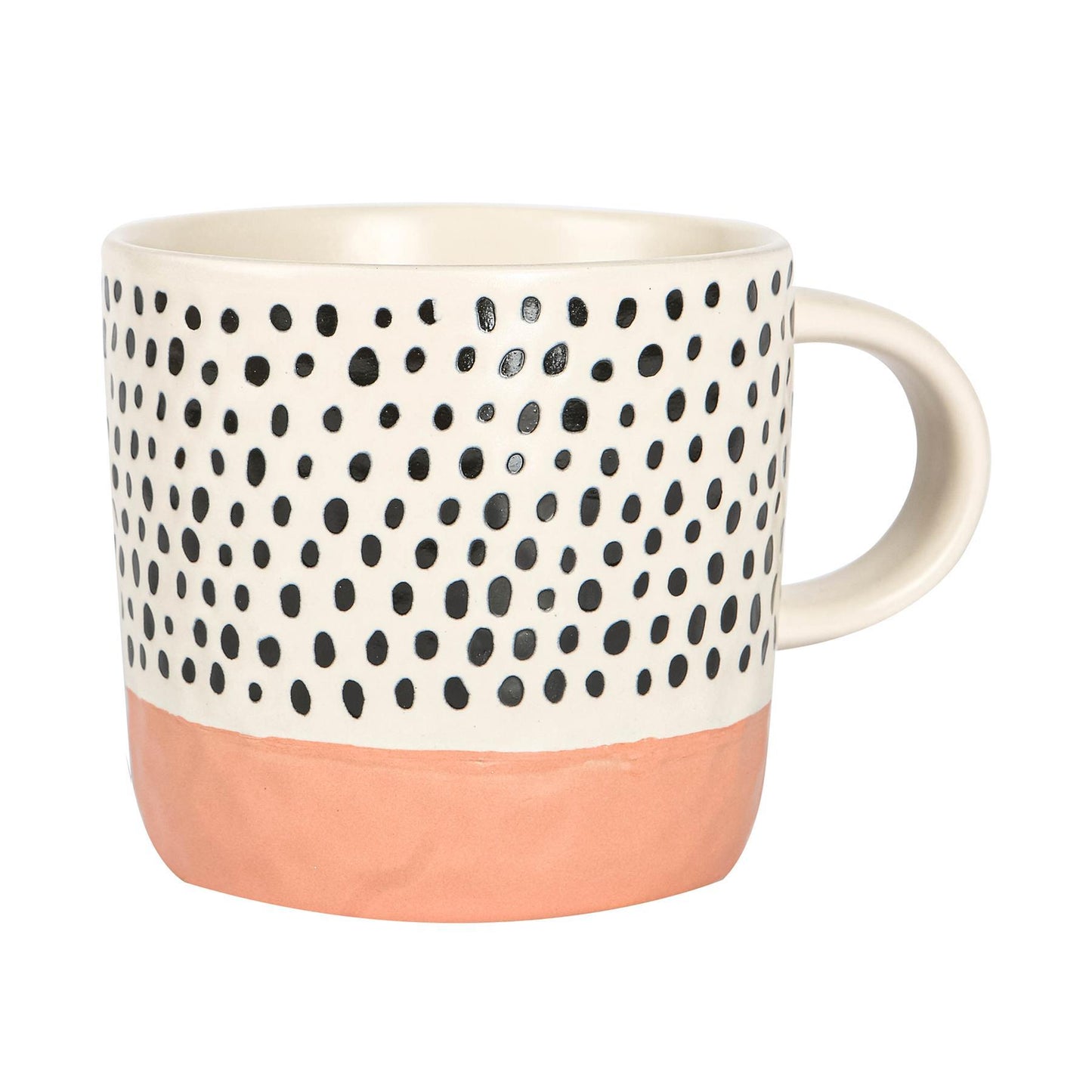 385ml Pink Colour Block Spot Portuguese Stoneware Coffee Mug