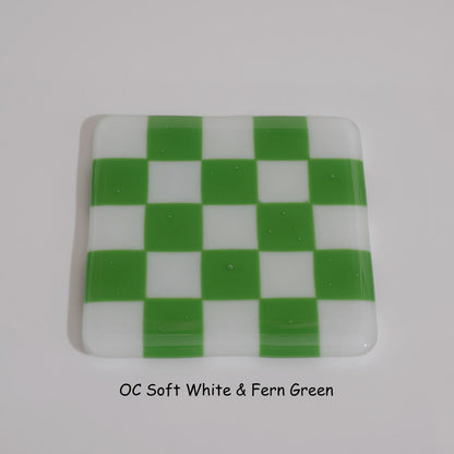 10cm Chequered Soft White/Colour Coaster - Oceanside Collection