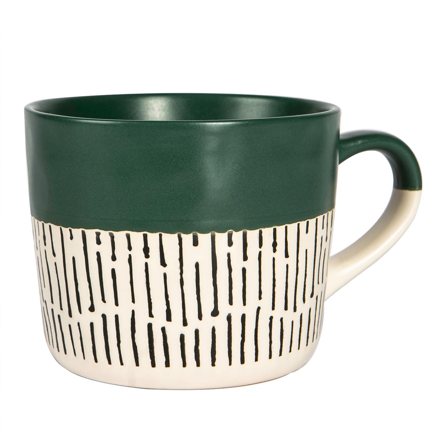 450ml Green Colour Block Dash Stoneware Coffee Mug