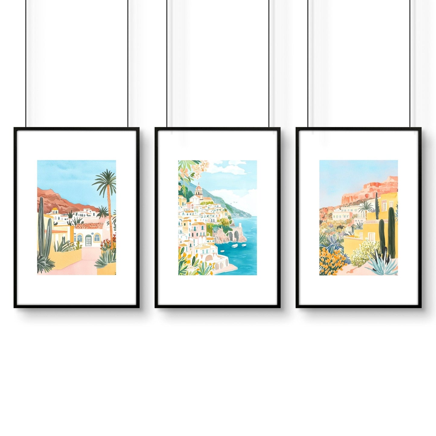 Framed Posters | Set of 3 Beach Decor Wall art Prints