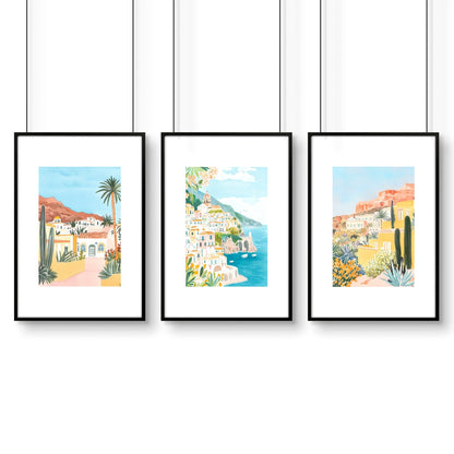 Framed Posters | Set of 3 Beach Decor Wall art Prints