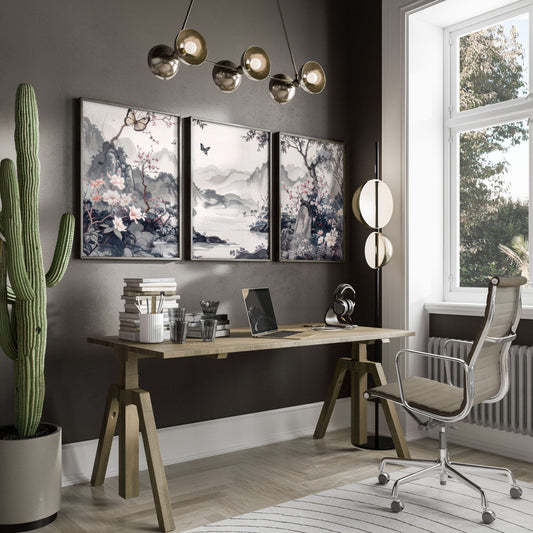 Gallery Wall Prints | Set of 3 Chinoiserie Wall art Prints